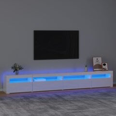 TV skapis ar LED apgaismojumu, balts, 270x35x40cm, spīdīgs цена и информация | Тумбы под телевизор | 220.lv