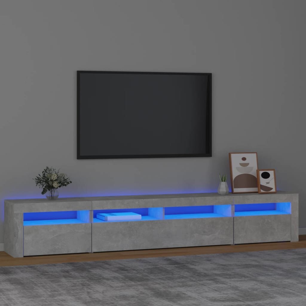 TV skapis ar LED apgaismojumu, betona pelēks, 240x35x40cm cena un informācija | TV galdiņi | 220.lv