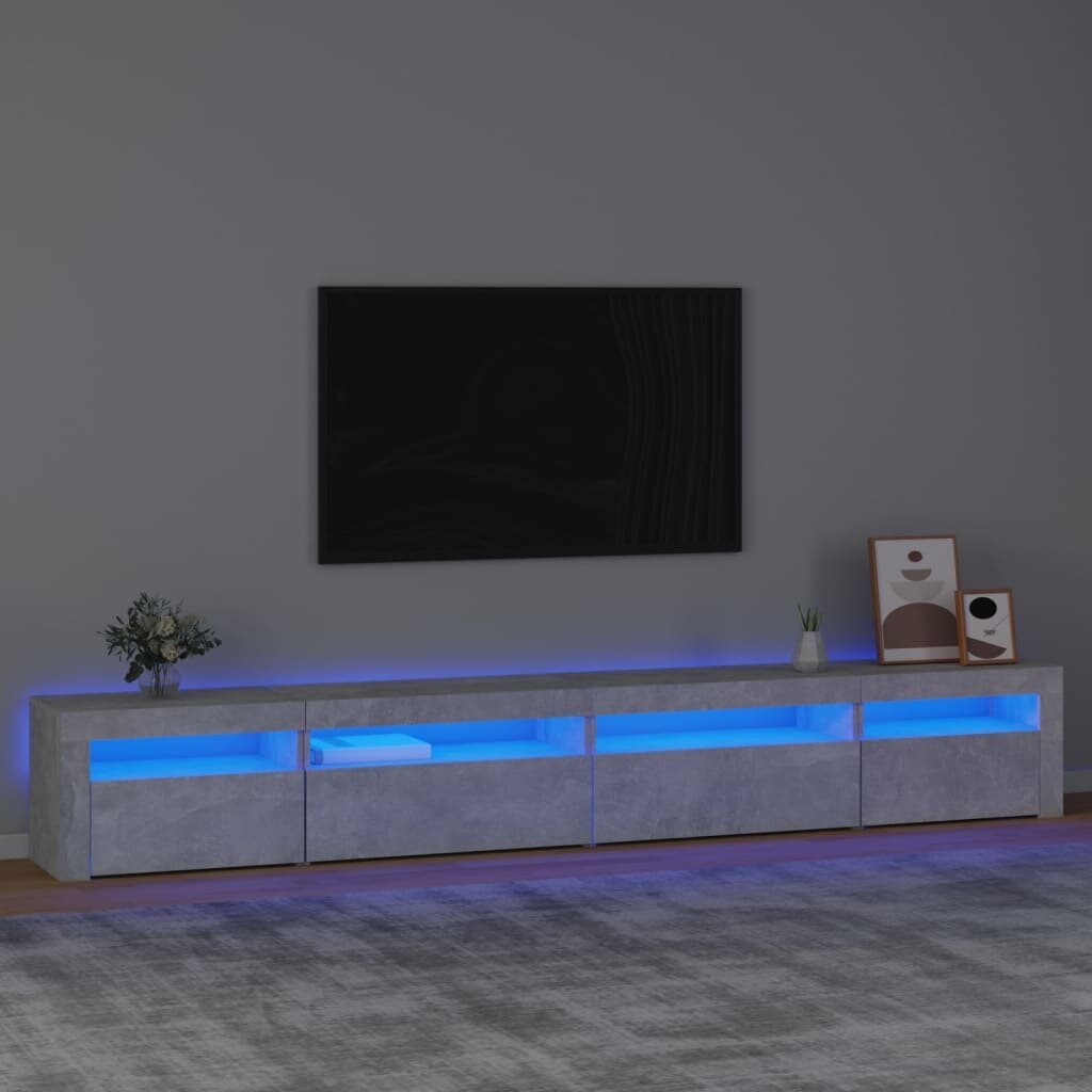 TV skapis ar LED apgaismojumu, betona pelēks, 270x35x40cm cena un informācija | TV galdiņi | 220.lv