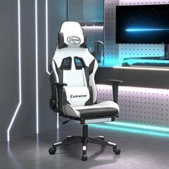Spēļu krēsls ar kāju balstu, balts un melns, mākslīgā āda цена и информация | Офисные кресла | 220.lv