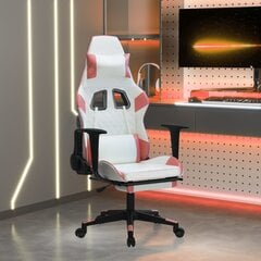 Spēļu krēsls ar kāju balstu, balts un rožinė, mākslīgā āda цена и информация | Офисные кресла | 220.lv