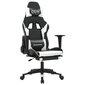 Spēļu krēsls ar kāju balstu, melns un balts, mākslīgā āda cena un informācija | Biroja krēsli | 220.lv