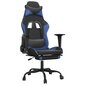 Spēļu krēsls ar kāju balstu, melns un zils, mākslīgā āda cena un informācija | Biroja krēsli | 220.lv