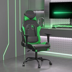 Spēļu krēsls ar kāju balstu, melns un zaļš, mākslīgā āda цена и информация | Офисные кресла | 220.lv