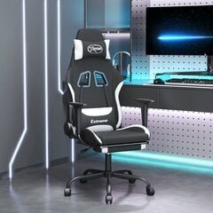 Spēļu krēsls ar kāju balstu, melns un balts, auduma цена и информация | Офисные кресла | 220.lv