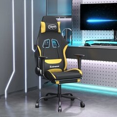 Spēļu krēsls ar kāju balstu, melns un dzeltens, auduma цена и информация | Офисные кресла | 220.lv