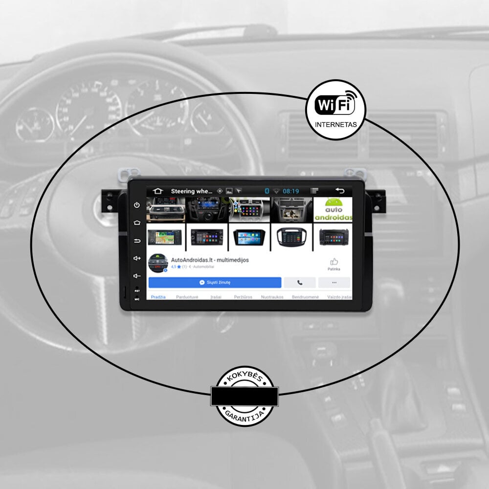 Multivides planšetdators BMW 3 (E46) 1998-06 Android, 9 collu, USB/WiFi/GPS/Bluetooth cena un informācija | Auto magnetolas, multimedija | 220.lv