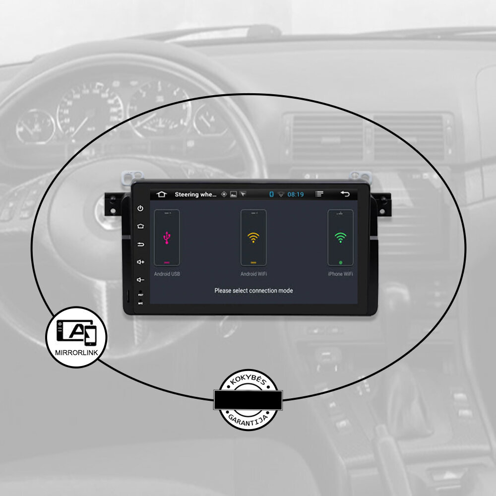 Multivides planšetdators BMW 3 (E46) 1998-06 Android, 9 collu, USB/WiFi/GPS/Bluetooth cena un informācija | Auto magnetolas, multimedija | 220.lv