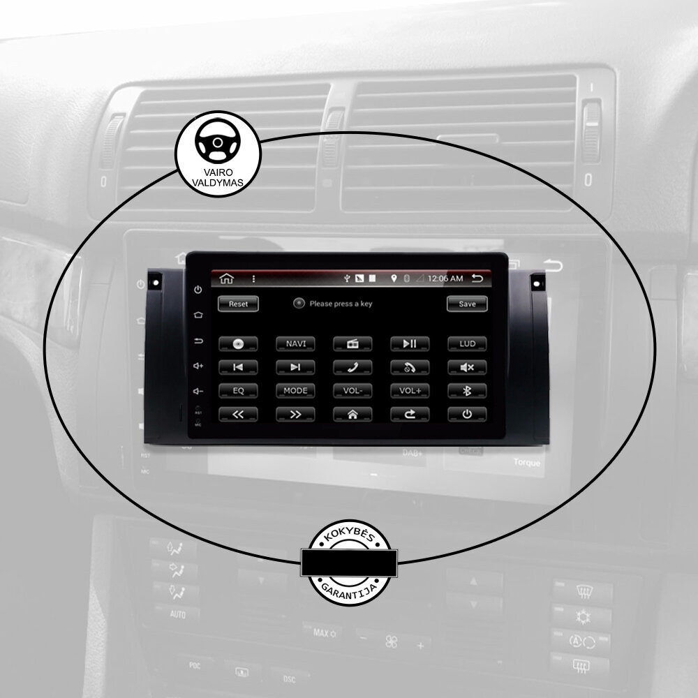 Multivides planšetdators BMW 5 (E39) X5 (E53) 1995-06 Android, 9 collu, USB/WiFi/GPS/Bluetooth цена и информация | Auto magnetolas, multimedija | 220.lv