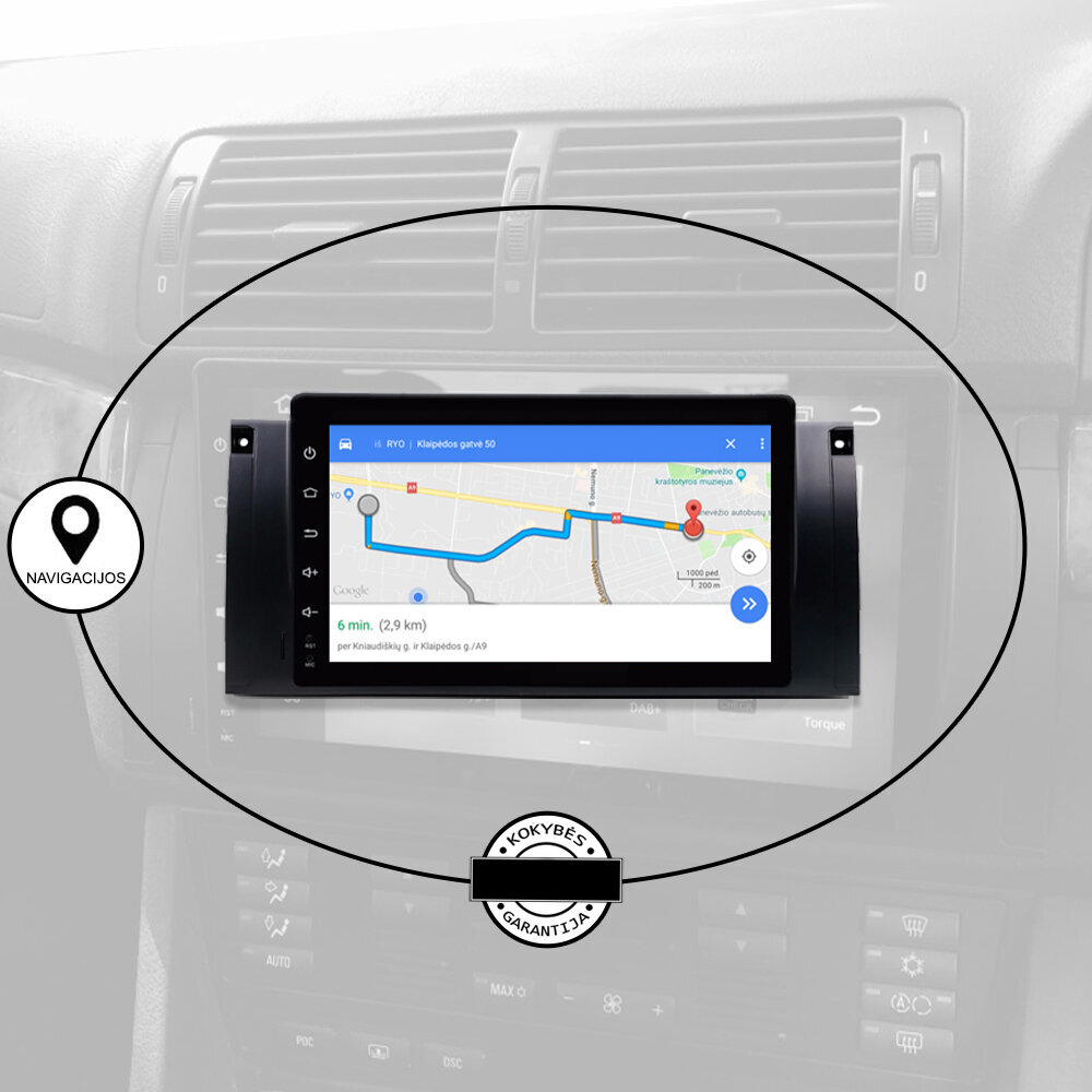 Multivides planšetdators BMW 5 (E39) X5 (E53) 1995-06 Android, 9 collu, USB/WiFi/GPS/Bluetooth цена и информация | Auto magnetolas, multimedija | 220.lv