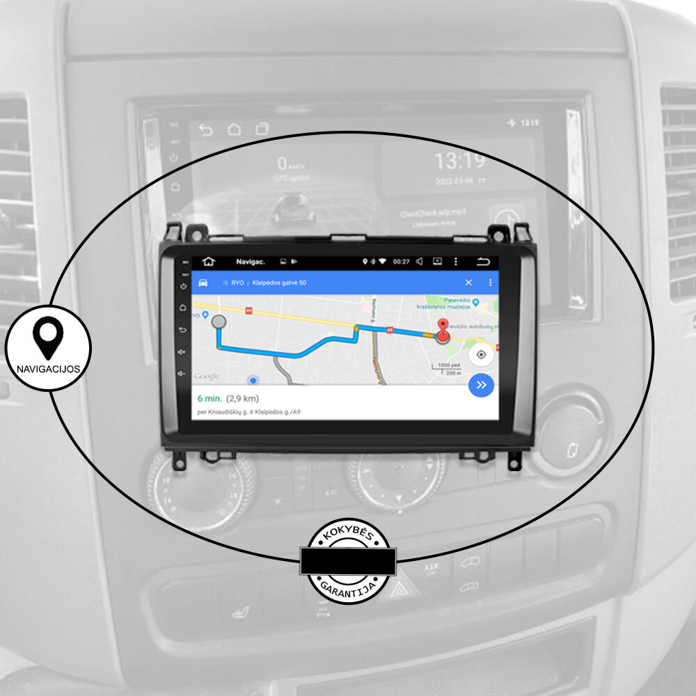 Multivides planšetdators Android MERCEDES BENZ 2004-06 SPRINTER (W906) VITO (W639) A (W169) B (W245) B200 KLASES, 9 collu, USB/WiFi/GPS/Bluetooth цена и информация | Auto magnetolas, multimedija | 220.lv