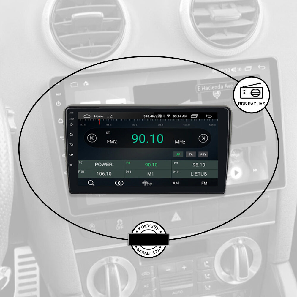 Multivides planšetdators AUDI A3 2003-12 Android, 9 collu, USB/WiFi/GPS/Bluetooth cena un informācija | Auto magnetolas, multimedija | 220.lv