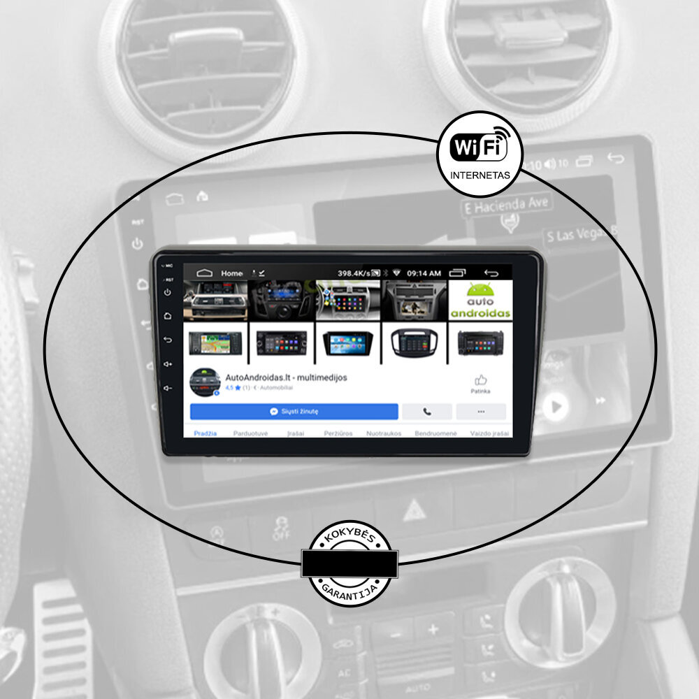 Multivides planšetdators AUDI A3 2003-12 Android, 9 collu, USB/WiFi/GPS/Bluetooth цена и информация | Auto magnetolas, multimedija | 220.lv