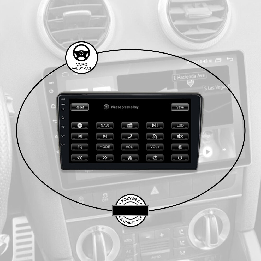 Multivides planšetdators AUDI A3 2003-12 Android, 9 collu, USB/WiFi/GPS/Bluetooth cena un informācija | Auto magnetolas, multimedija | 220.lv