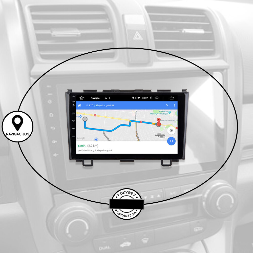 Multivides planšetdators HONDA CRV 2006-11 Android, 9 collu, USB/WiFi/GPS/Bluetooth cena un informācija | Auto magnetolas, multimedija | 220.lv