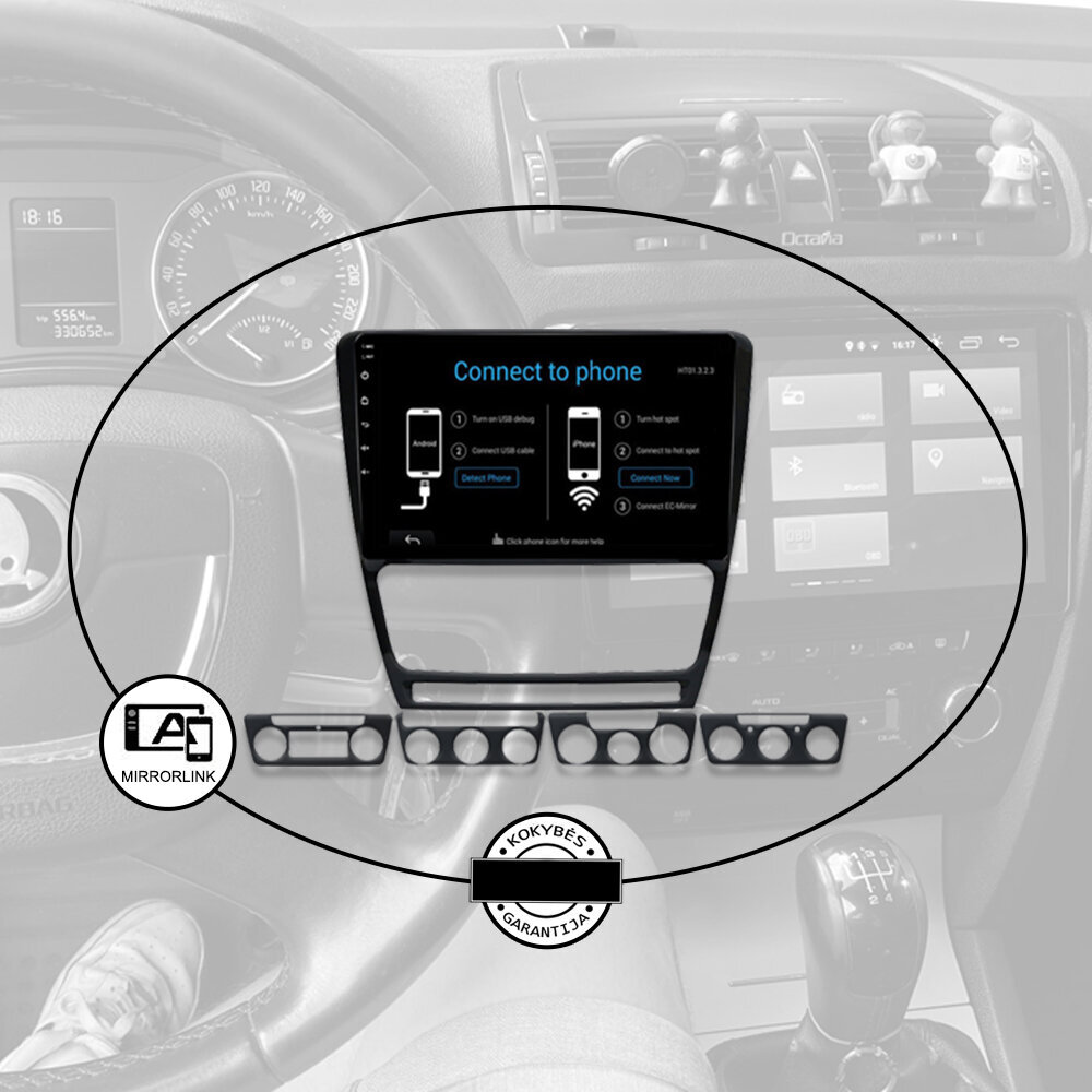 Android multivides planšetdators LATVIŲ: SKODA OCTAVIA 2006-13, 9 collu, GPS/Wifi/Bluetooth cena un informācija | Auto magnetolas, multimedija | 220.lv