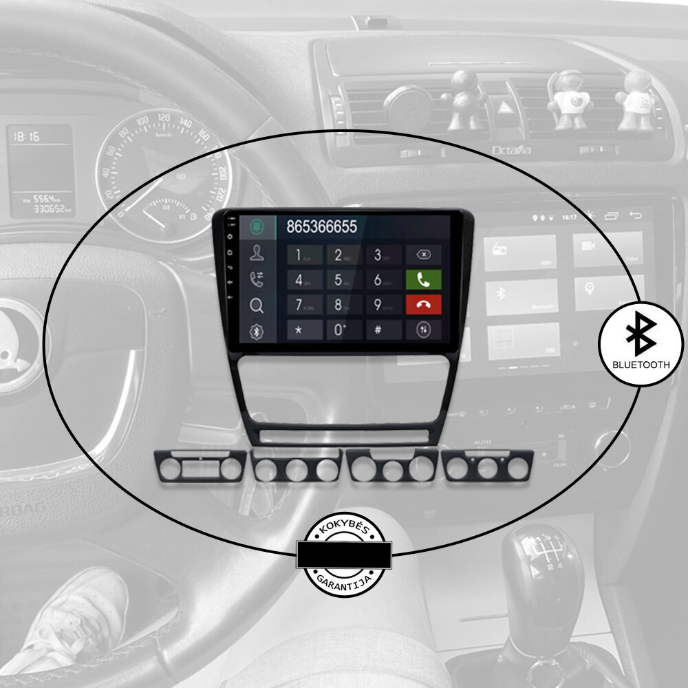 Android multivides planšetdators LATVIŲ: SKODA OCTAVIA 2006-13, 9 collu, GPS/Wifi/Bluetooth cena un informācija | Auto magnetolas, multimedija | 220.lv