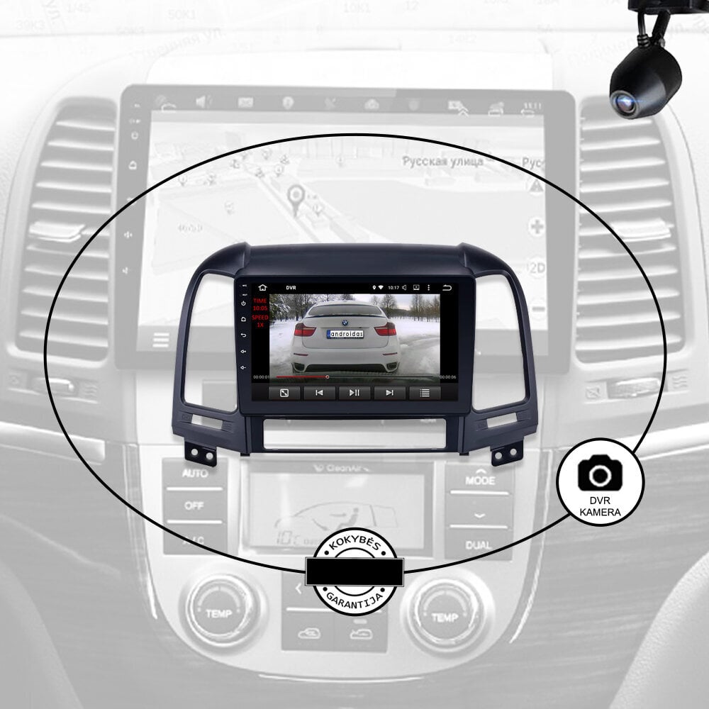 Multivides planšetdators HYUNDAI SANTA FE 2005-12 Android, 9 collu, USB/WiFi/GPS/Bluetooth цена и информация | Auto magnetolas, multimedija | 220.lv