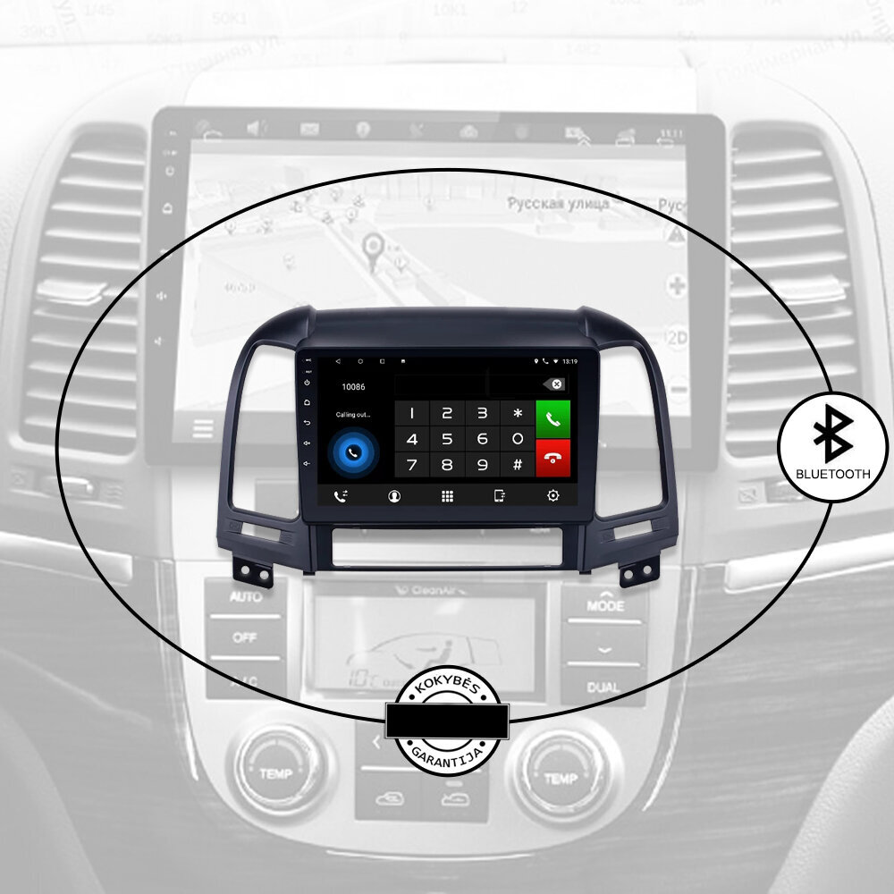 Multivides planšetdators HYUNDAI SANTA FE 2005-12 Android, 9 collu, USB/WiFi/GPS/Bluetooth цена и информация | Auto magnetolas, multimedija | 220.lv