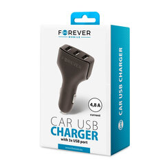 Forever CC-05 car charger 3x USB 4.8A black цена и информация | Зарядные устройства для телефонов | 220.lv