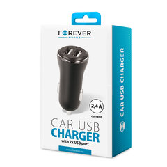 Forever CC-03 car charger 2x USB 2,4A black цена и информация | Зарядные устройства для телефонов | 220.lv