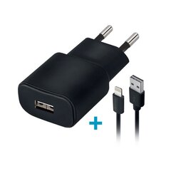 Forever TC-01 charger 1x USB 2A black + Lightning cable цена и информация | Зарядные устройства для телефонов | 220.lv