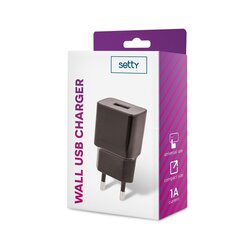 Setty charger 1x USB 1A black цена и информация | Зарядные устройства для телефонов | 220.lv