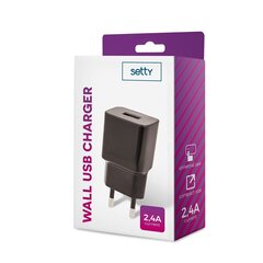 Setty charger 1x USB 2,4A black цена и информация | Зарядные устройства для телефонов | 220.lv