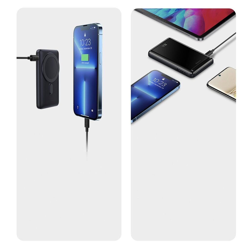 Baseus Magnetic Bracket Power Bank with MagSafe Wireless Charging 10000mAh 20W Overseas Edition Blue (PPCX000203) + USB Type C Baseus Xiaobai Series 60W 0.5m cena un informācija | Lādētāji-akumulatori (Power bank) | 220.lv