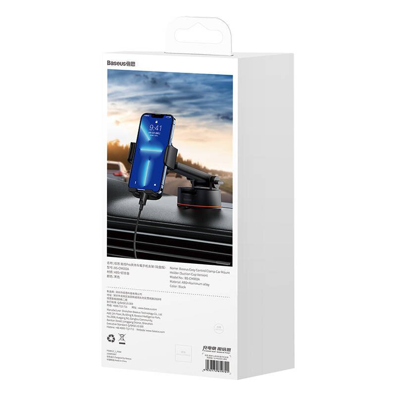 Baseus Easy Control Clamp Car Holder with suction cup (black) cena un informācija | Auto turētāji | 220.lv