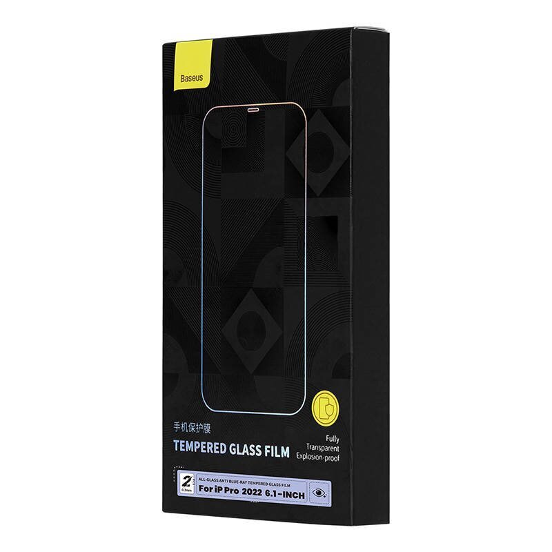 Baseus Tempered Glass Anti-blue light 0.3mm for iPhone 14 Pro (2pcs) cena un informācija | Ekrāna aizsargstikli | 220.lv