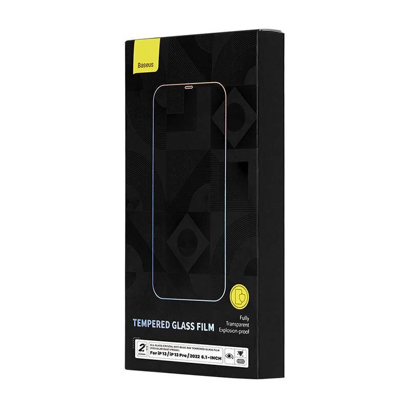 Baseus Crystal Tempered Glass Anti-blue light and Dust-proof 0.3mm for iPhone 14|13|13 Pro (2pcs) cena un informācija | Ekrāna aizsargstikli | 220.lv