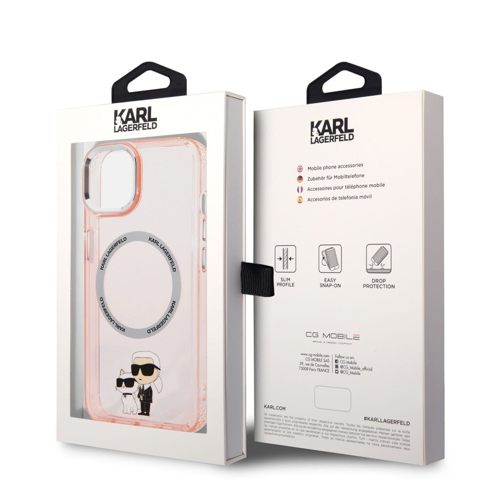 Karl Lagerfeld MagSafe Compatible Case IML Karl and Choupette NFT for iPhone 14 Plus Pink cena un informācija | Telefonu vāciņi, maciņi | 220.lv