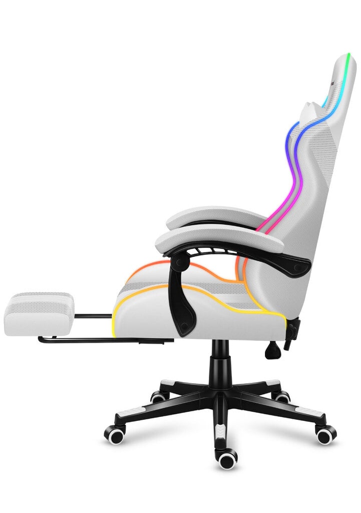 Auduma spēļu krēsls Huzaro Force 4.7 RGB balts cena un informācija | Biroja krēsli | 220.lv