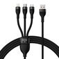 3in1 USB cable Baseus Flash II Series, USB-C + micro USB + Lightning, 66W, 1.2m (Black) cena un informācija | Savienotājkabeļi | 220.lv