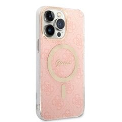 Guess 4G MagSafe Compatible Case + Wireless Charger for iPhone 14 Pro Max Pink cena un informācija | Telefonu vāciņi, maciņi | 220.lv