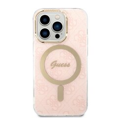 Guess 4G MagSafe Compatible Case + Wireless Charger for iPhone 14 Pro Pink cena un informācija | Telefonu vāciņi, maciņi | 220.lv