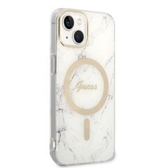 Guess Marble MagSafe Compatible Case + Wireless Charger for iPhone 14 White cena un informācija | Telefonu vāciņi, maciņi | 220.lv