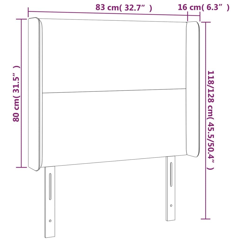 Galvgalis ar malām, balts, 83x16x118/128cm, mākslīgā āda cena un informācija | Gultas | 220.lv