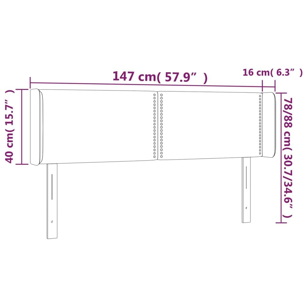 Galvgalis ar malām, balts,147x16x78/88cm, mākslīgā āda cena un informācija | Gultas | 220.lv