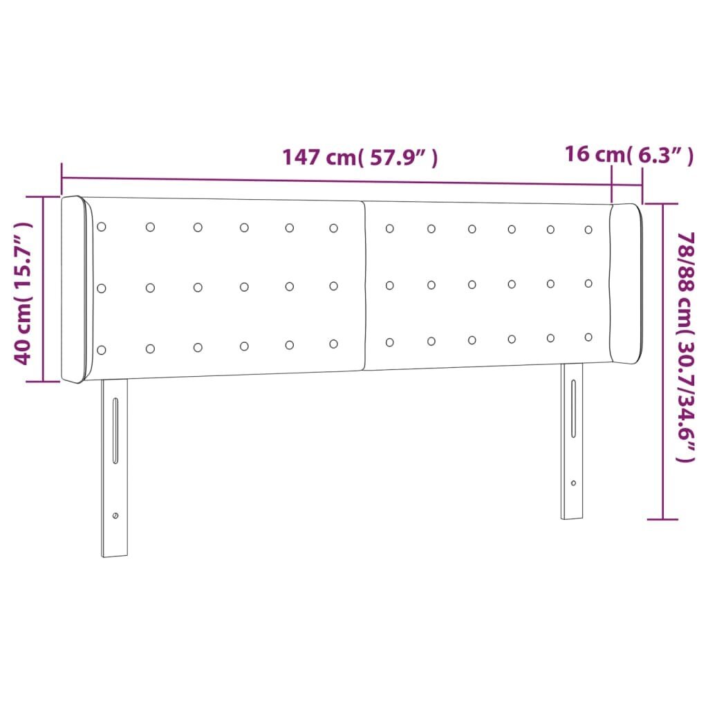 Galvgalis ar malām, balts,147x16x78/88cm, mākslīgā āda cena un informācija | Gultas | 220.lv