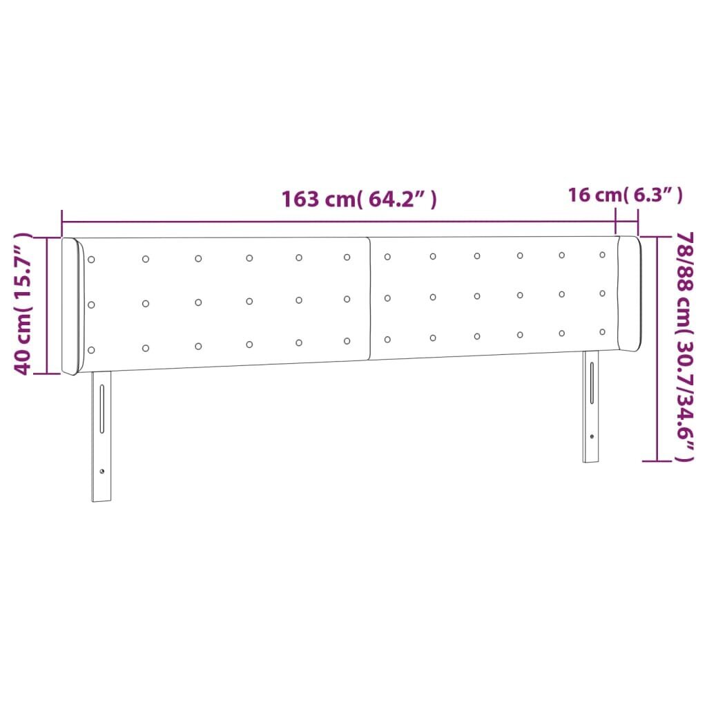 Galvgalis ar malām, balts,163x16x78/88cm, mākslīgā āda cena un informācija | Gultas | 220.lv