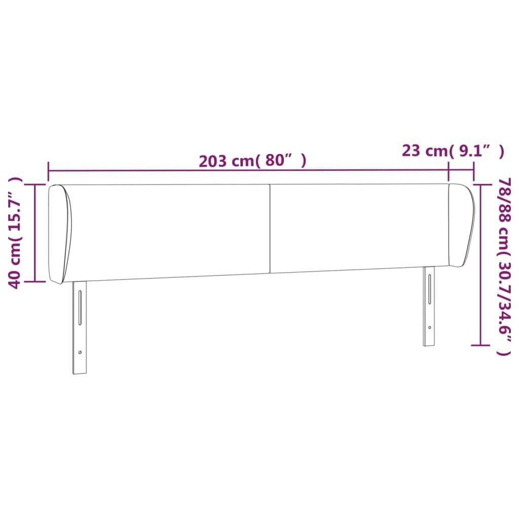 Galvgalis ar malām, balts,203x23x78/88cm, mākslīgā āda cena un informācija | Gultas | 220.lv