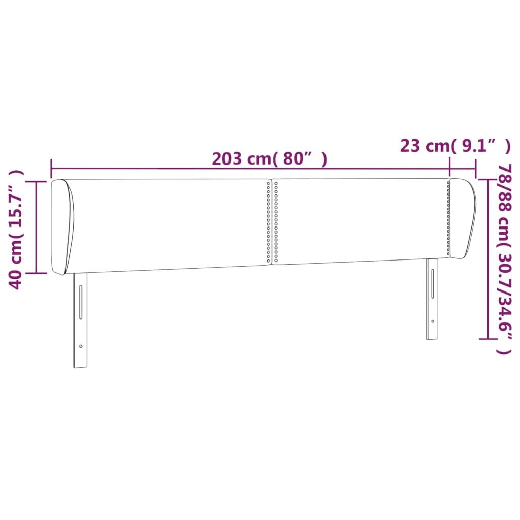 Galvgalis ar malām, balts,203x23x78/88cm, mākslīgā āda cena un informācija | Gultas | 220.lv