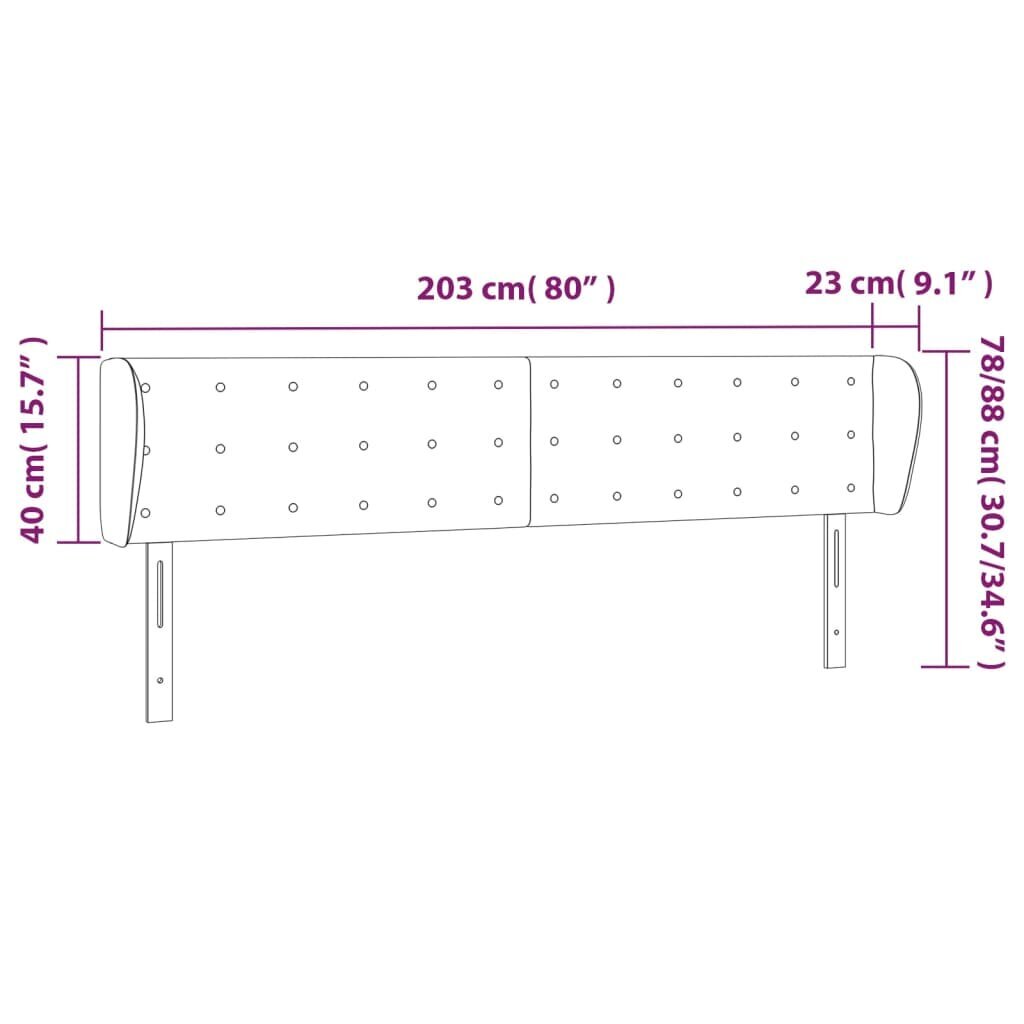 Galvgalis ar malām, balts,203x23x78/88cm, mākslīgā āda cena un informācija | Gultas | 220.lv