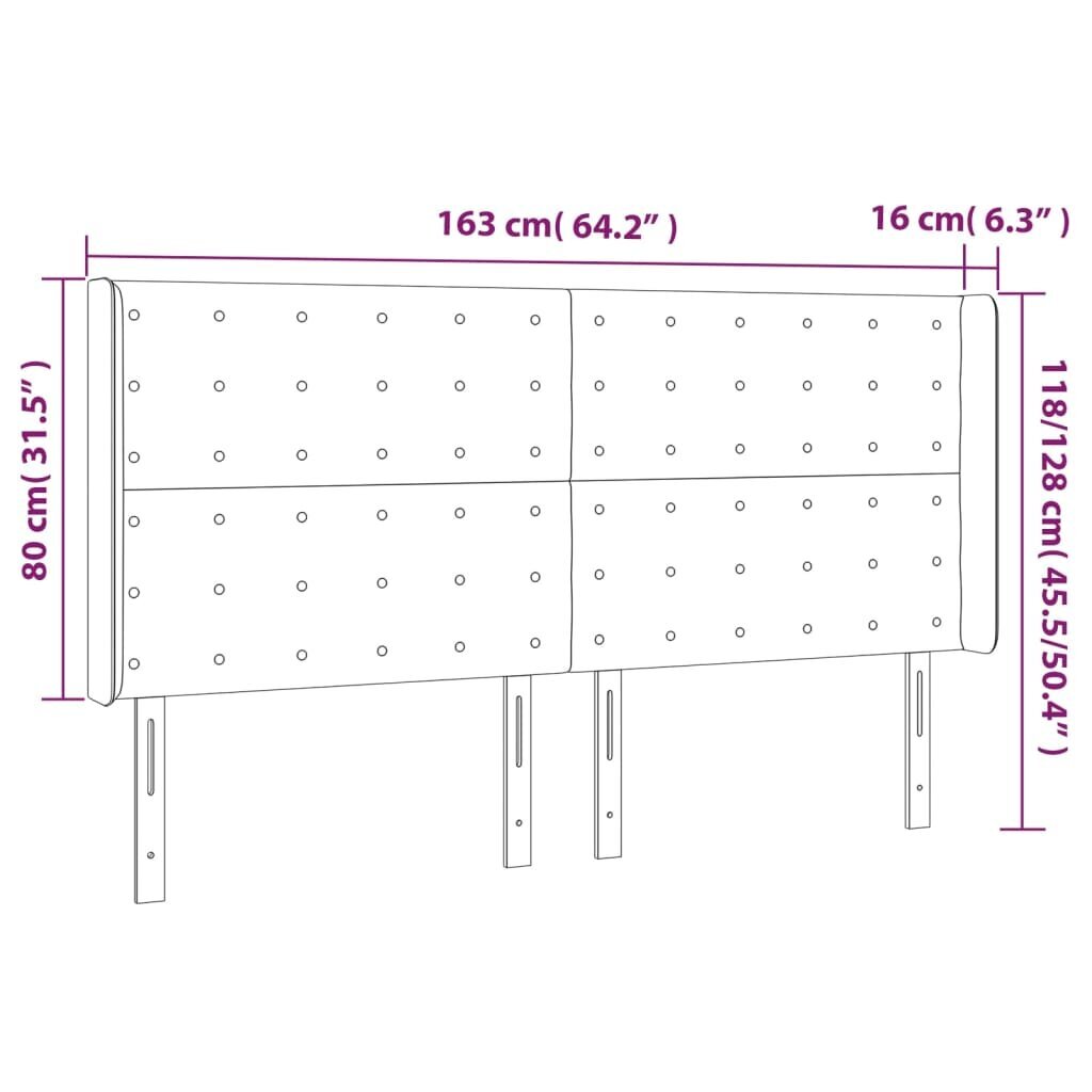 Galvgalis ar malām, brūns, 163x16x118/128cm, audums cena un informācija | Gultas | 220.lv