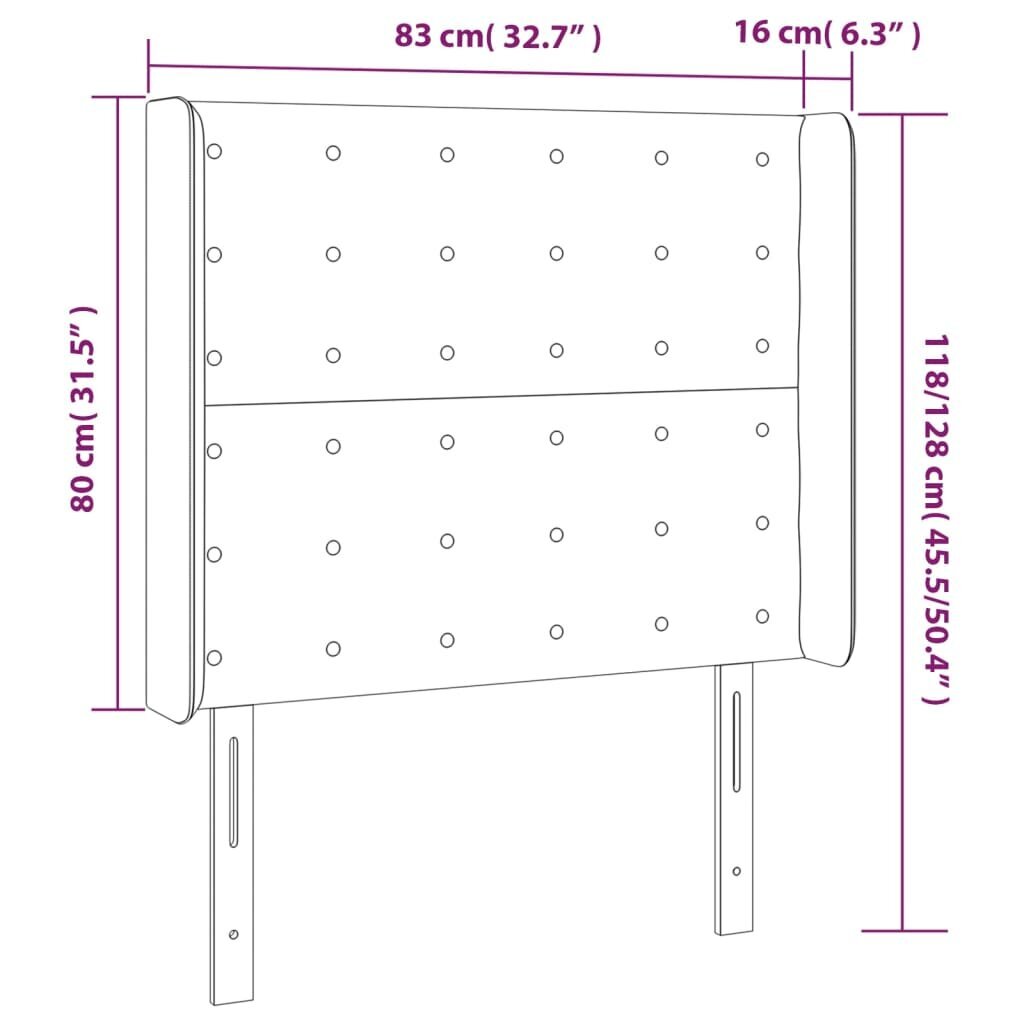 Galvgalis ar malām, brūns, 83x16x118/128cm, audums cena un informācija | Gultas | 220.lv