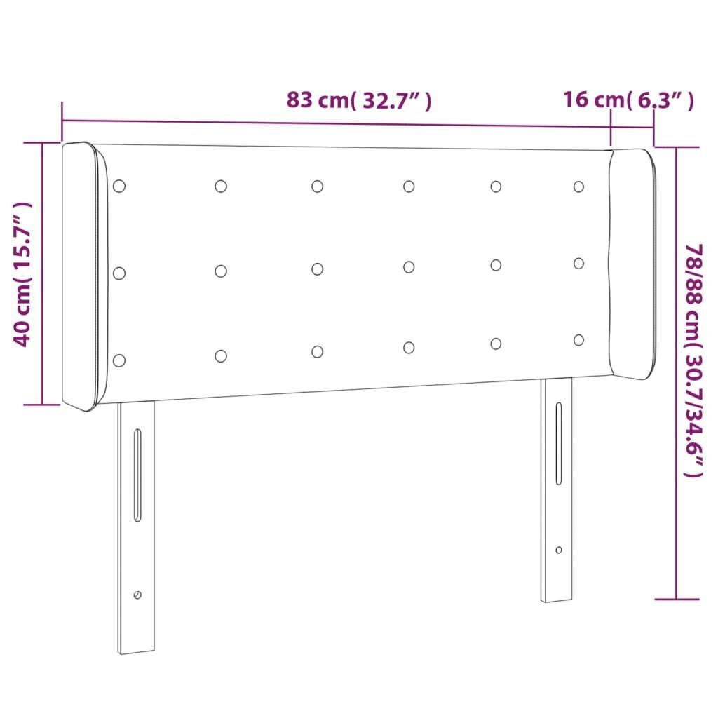 Galvgalis ar malām, gaiši pelēks,83x16x78/88cm, audums cena un informācija | Gultas | 220.lv