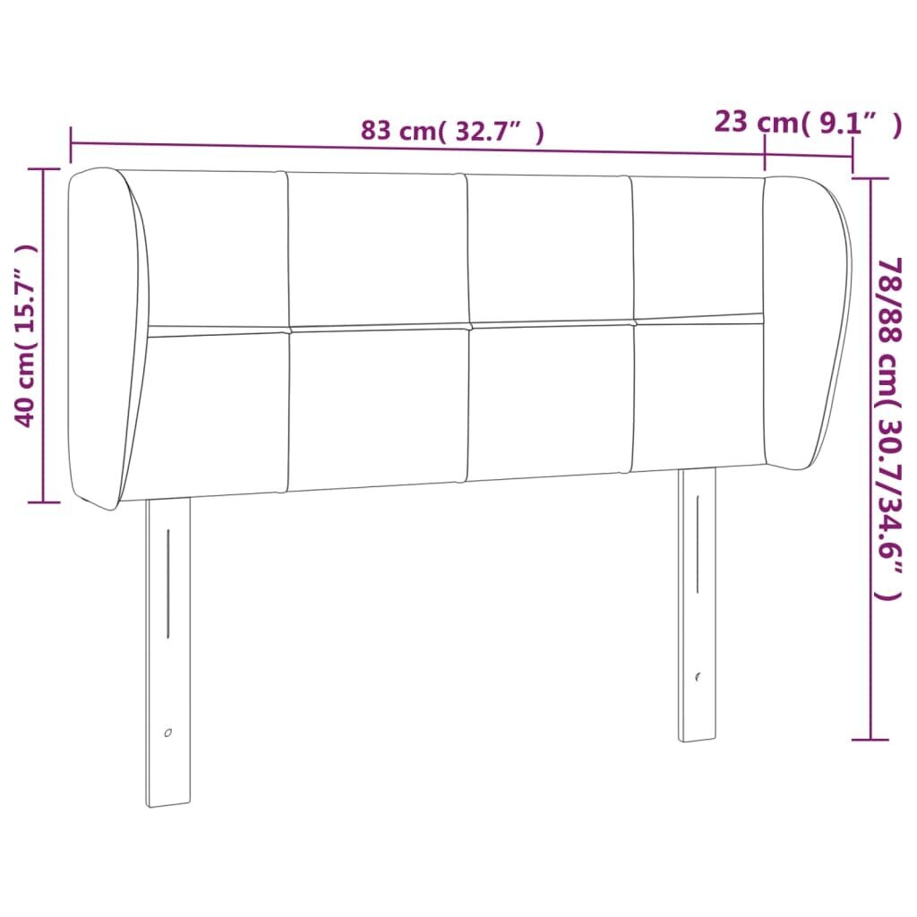 Galvgalis ar malām, gaiši pelēks,83x23x78/88cm, samts цена и информация | Gultas | 220.lv