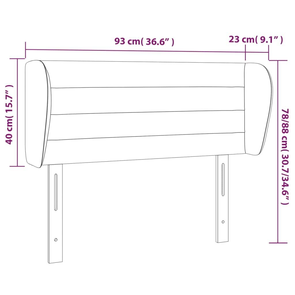 Galvgalis ar malām, gaiši pelēks,93x23x78/88cm, samts cena un informācija | Gultas | 220.lv